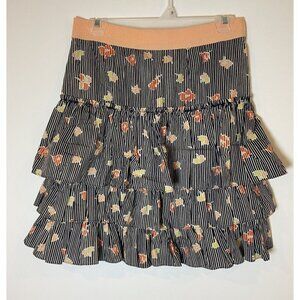 NWT Marc Jacobs Skirt Tiered Ruffle Navy Stripe Peach Bow Orange Size 2 New